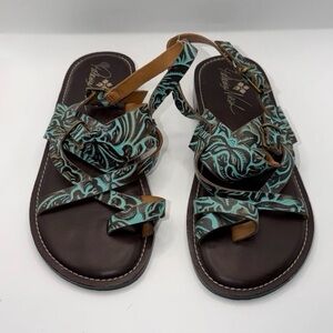 Patricia Nash Fidella Size 8M Teal / Brown Sandals